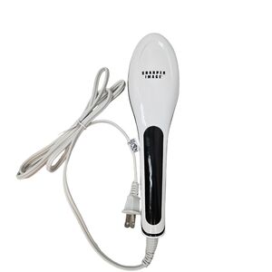 NWOT Sharper Image White Ceramic Hair Straightening Brush Corded W58